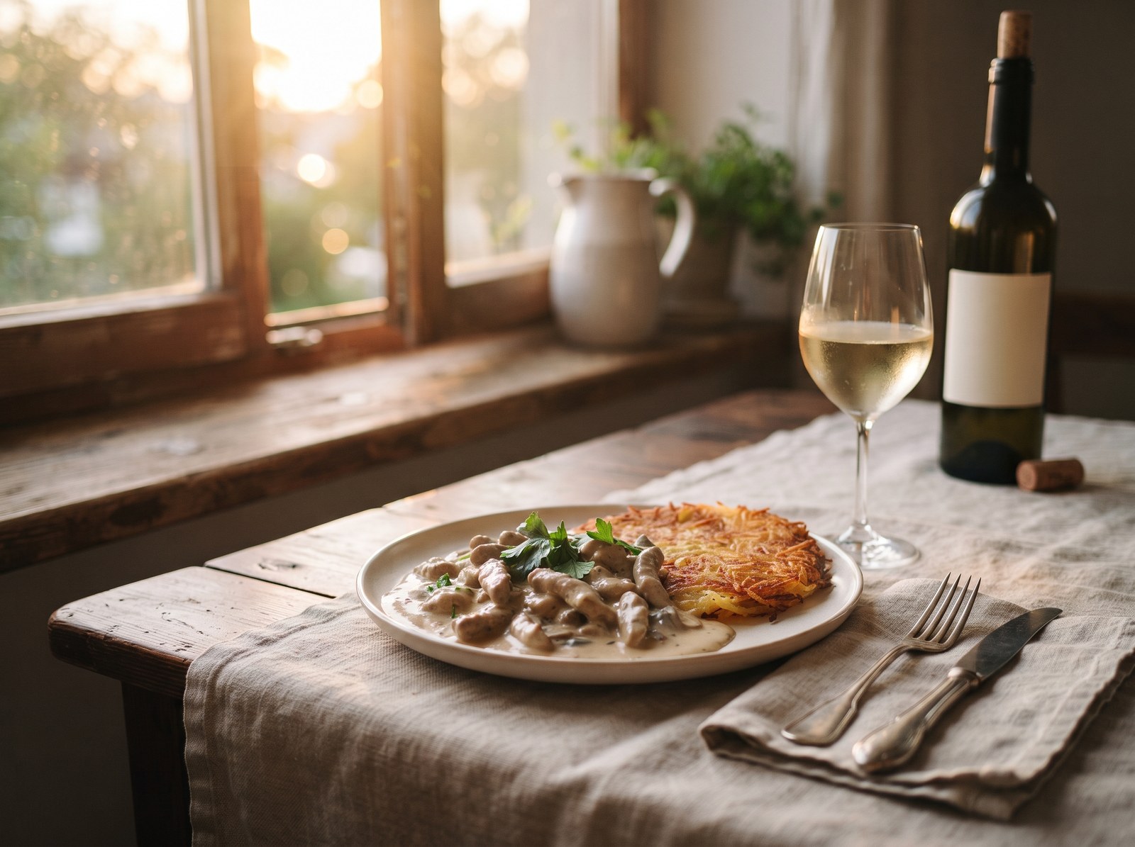 Zurich-style veal in cream sauce with Rösti