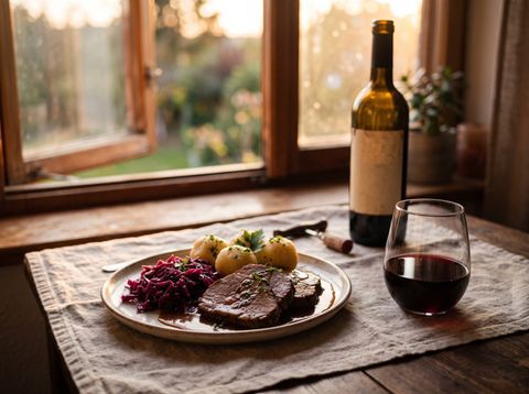 Sauerbraten with red cabbage