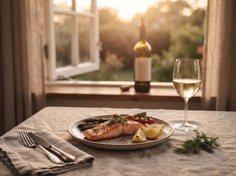 Grilled salmon with dill