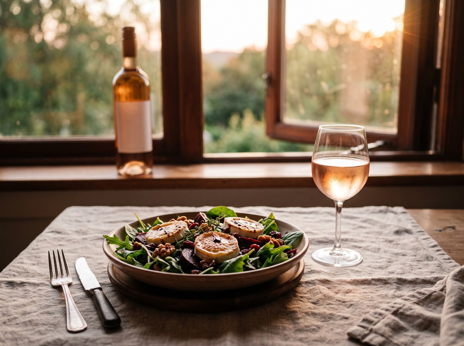 Warm goat cheese salad